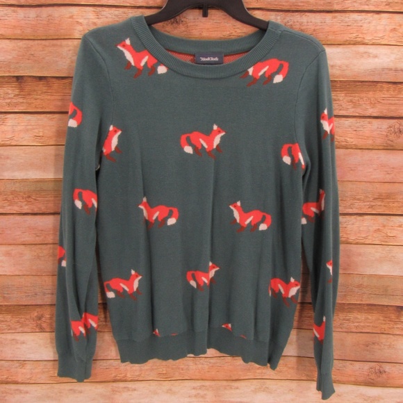 Modcloth Sweaters - ModCloth Fox Pattern Crew Neck Sweater M